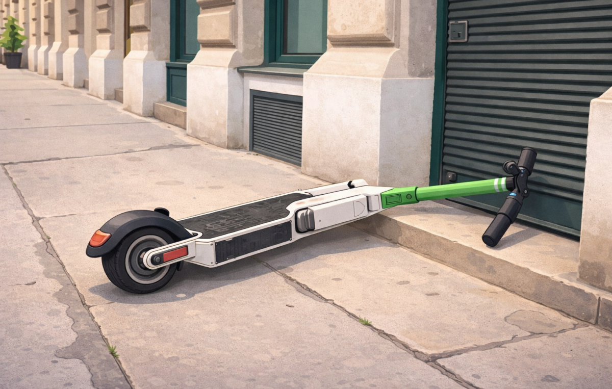 Umgefallener Roller auf Gehweg